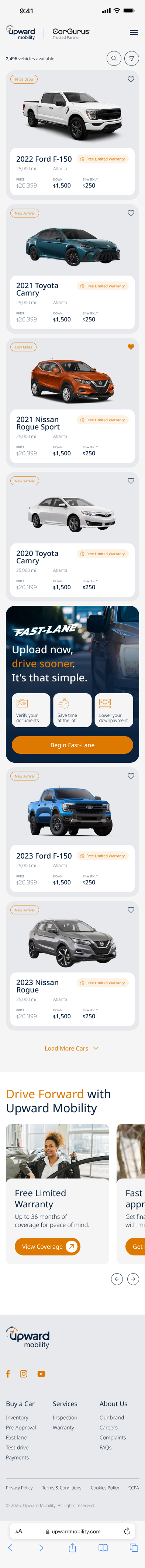 Fast-Lane product panel: verify documents, save time at the lot, lower your downpayment and Begin Fast-Lane.